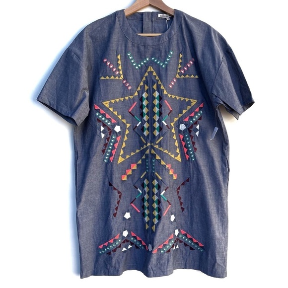 Little White Lies Festival Dress Chambray Embroidery Boho Size XS - Picture 1 of 11